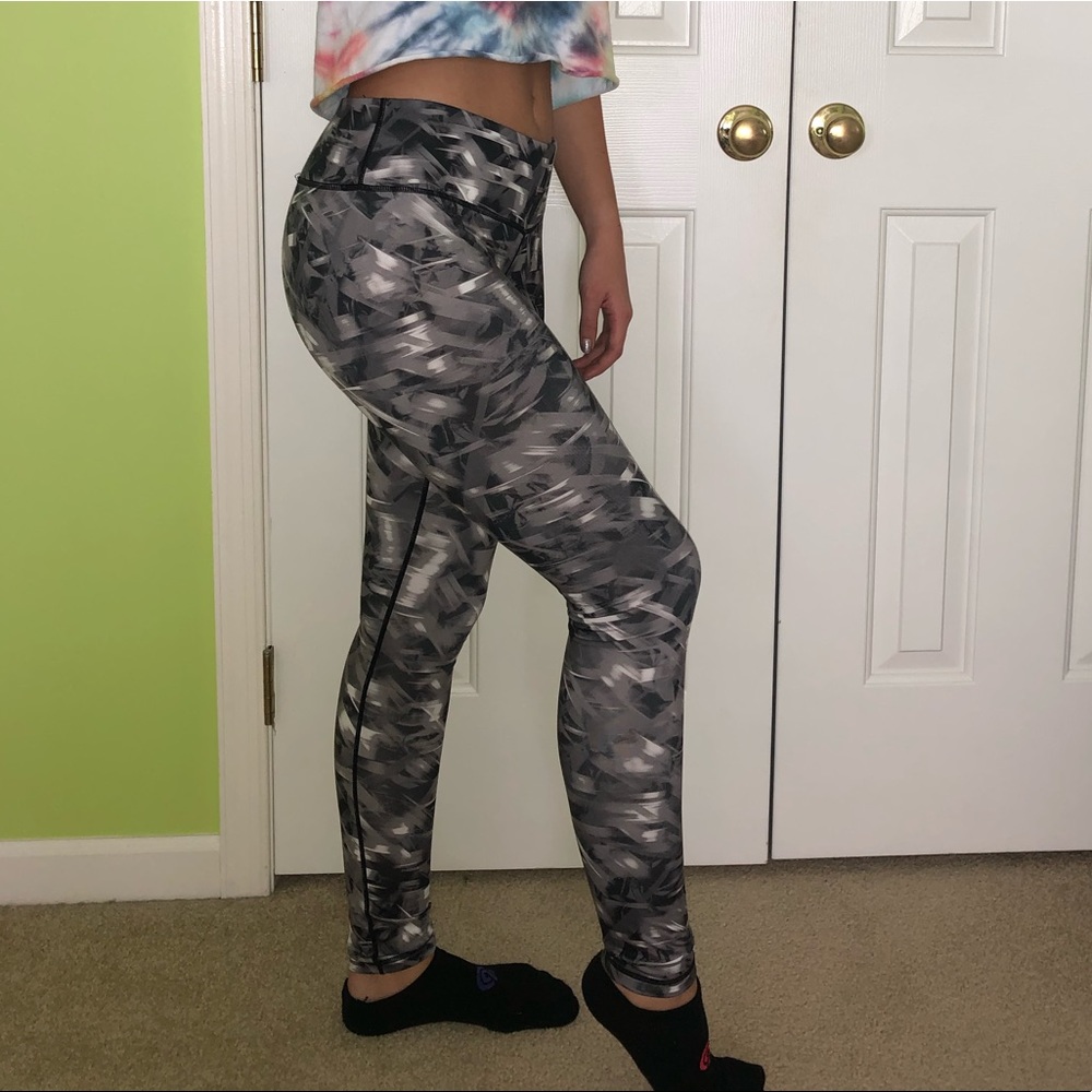 Reebok Grey and Black Leggings Small